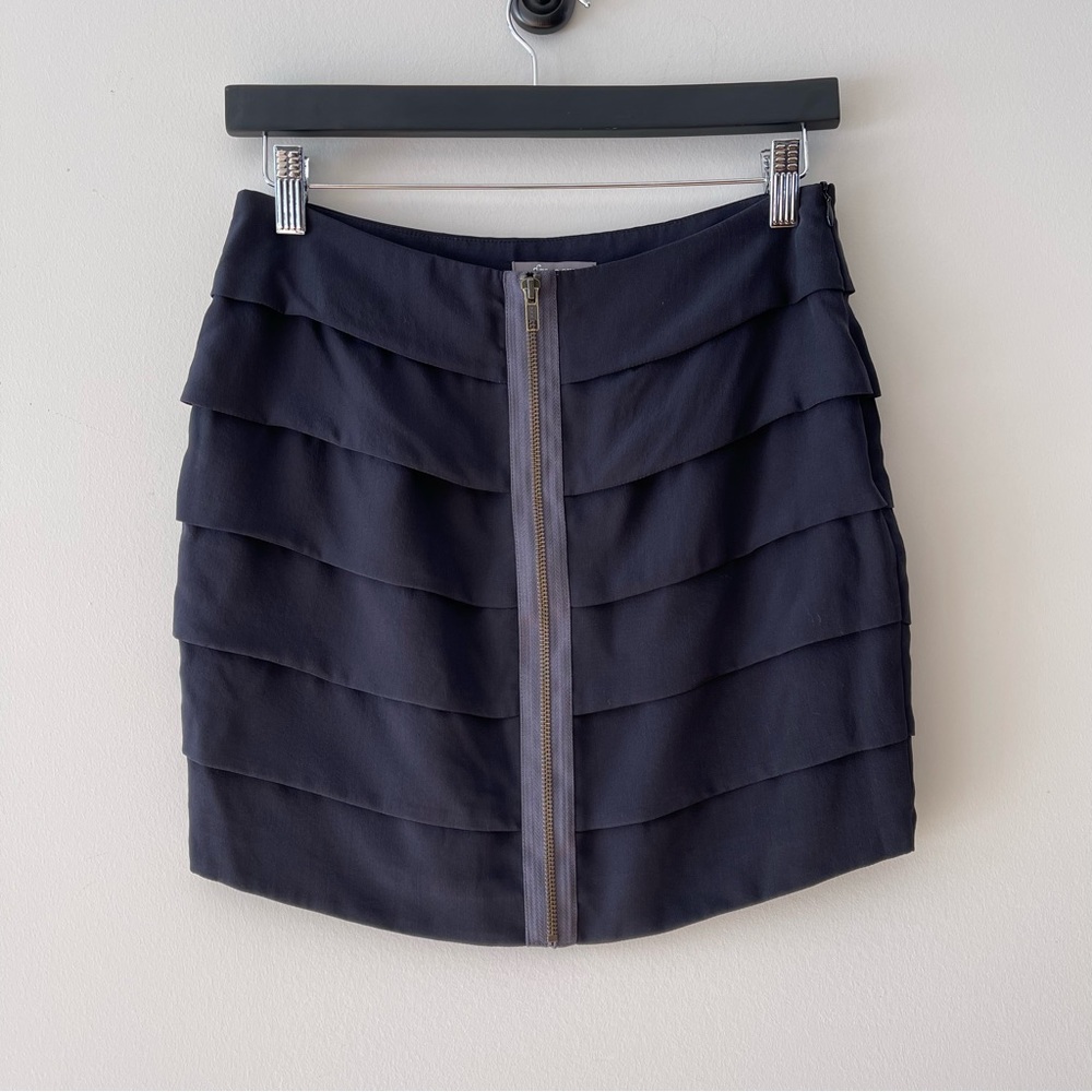 GRACE SUN TIERED SILK MINI SKIRT in Black